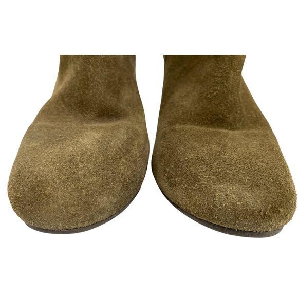 Tory Burch Alaina Olive Green Suede Ankle Boots Size 8.5M X10678 EUC Zip - Picture 7 of 10